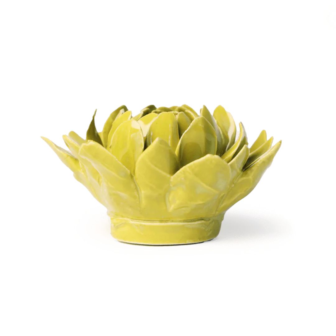 Sugarbush Protea Ceramic Flower – Chive – Chartreuse – 3.75″ x 2″